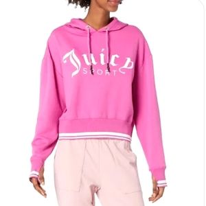 Juicy Couture Women's Sport pink  cropped logo hoddie Large New
